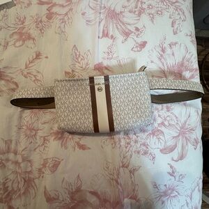 Michael Kors Cream and Brown Crossbody Bag